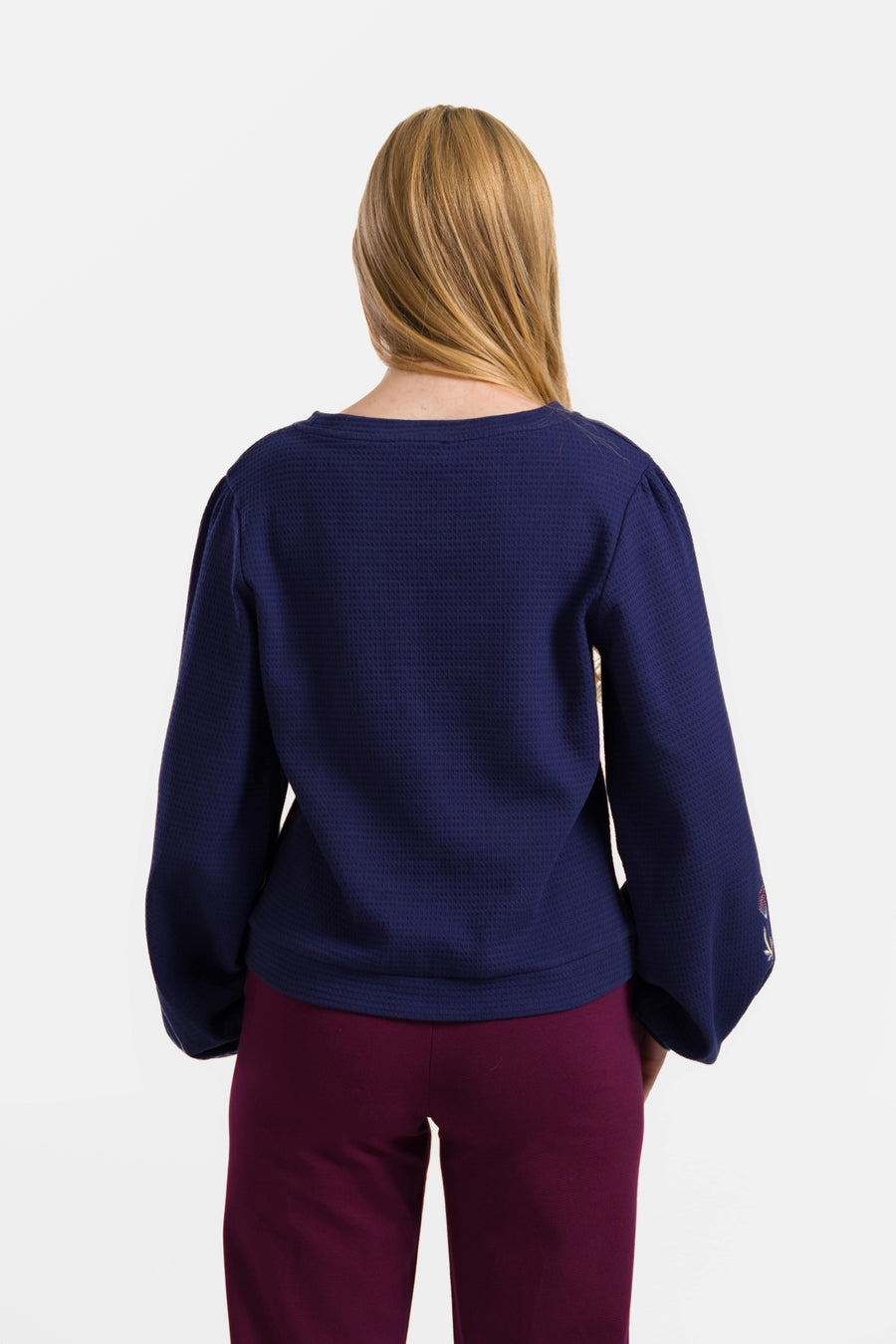 Cathy Top Ls | Waffelblau