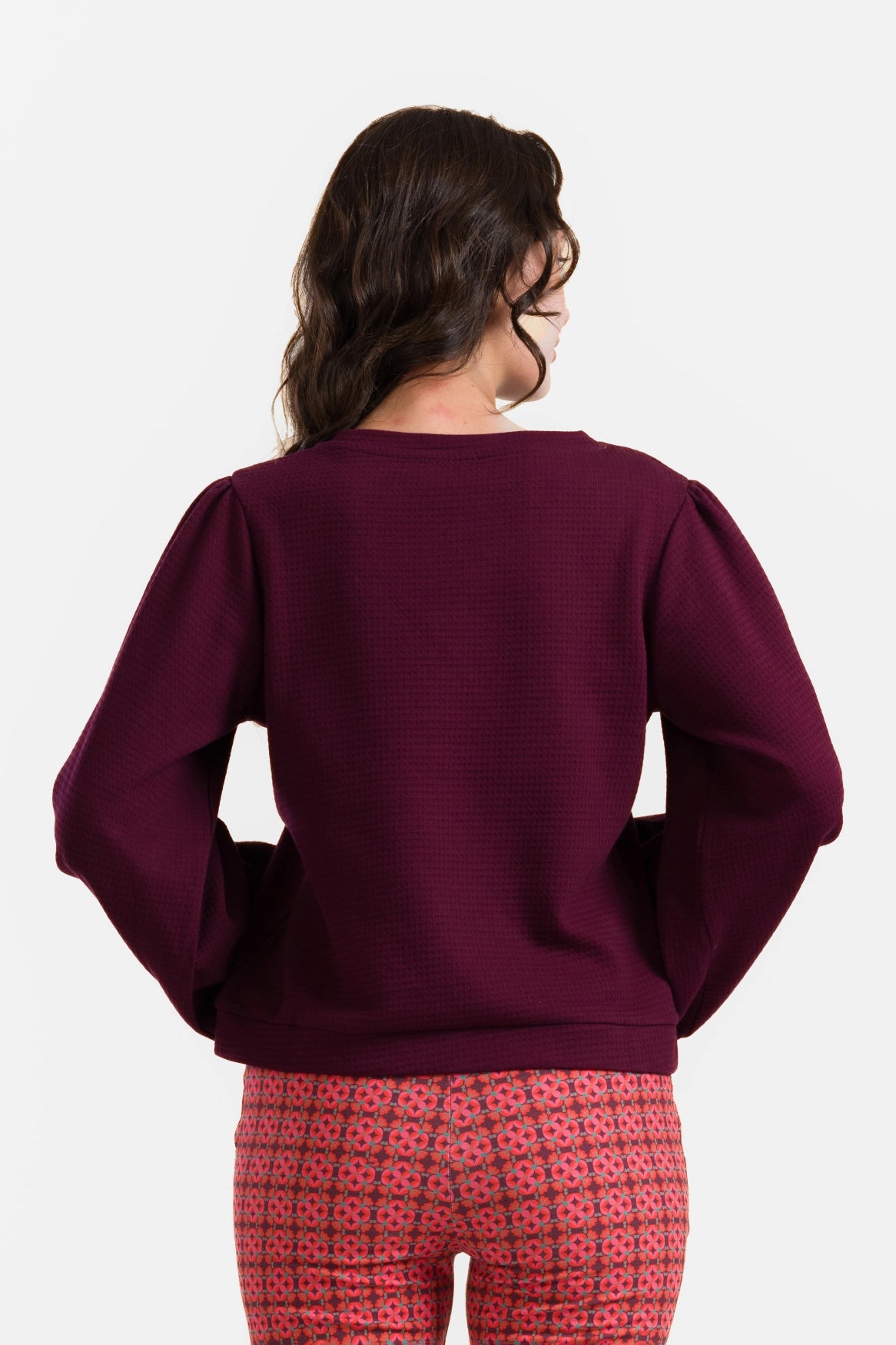 Cathy Top Ls | Waffel Bordeaux