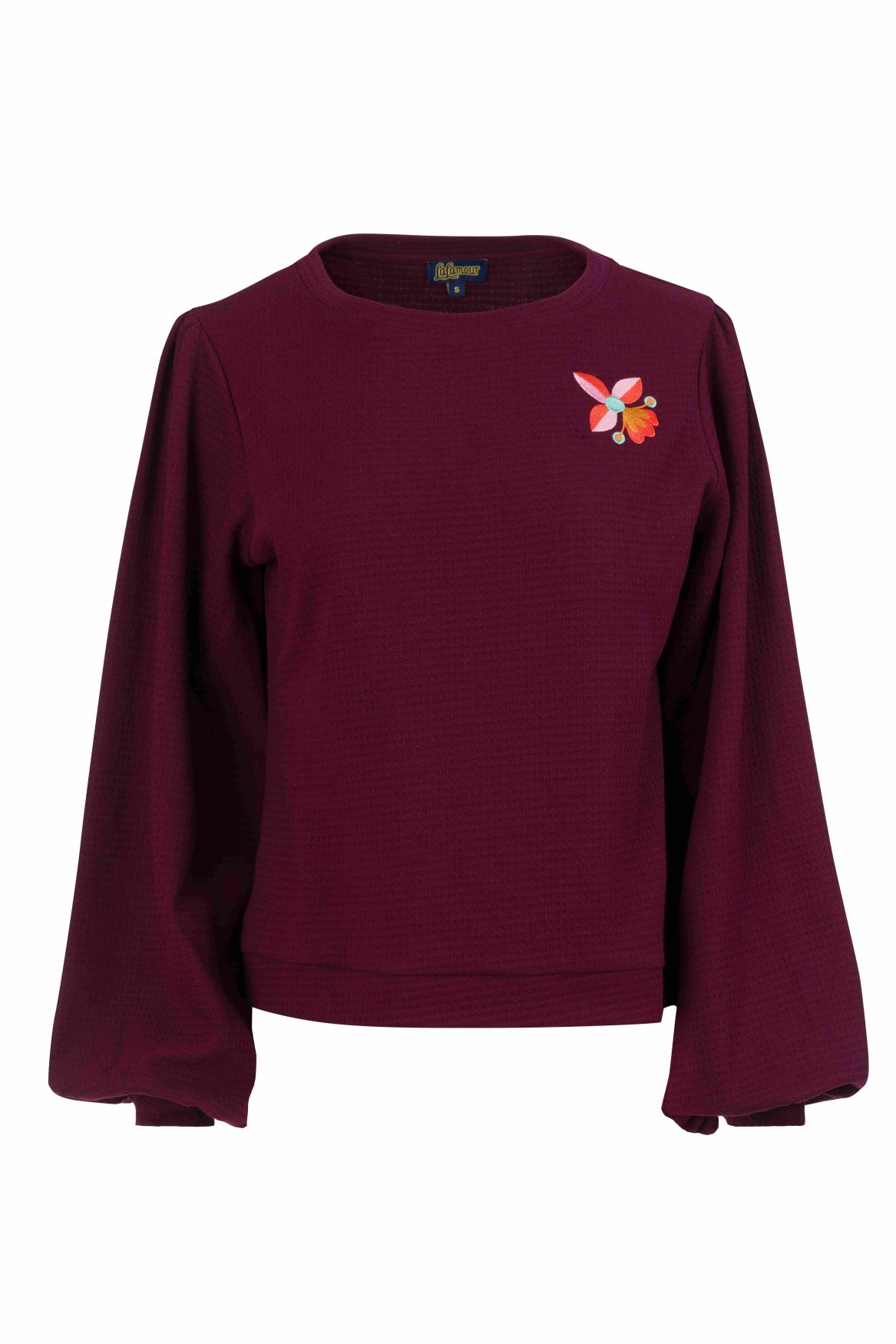 Cathy Top Ls | Waffel Bordeaux