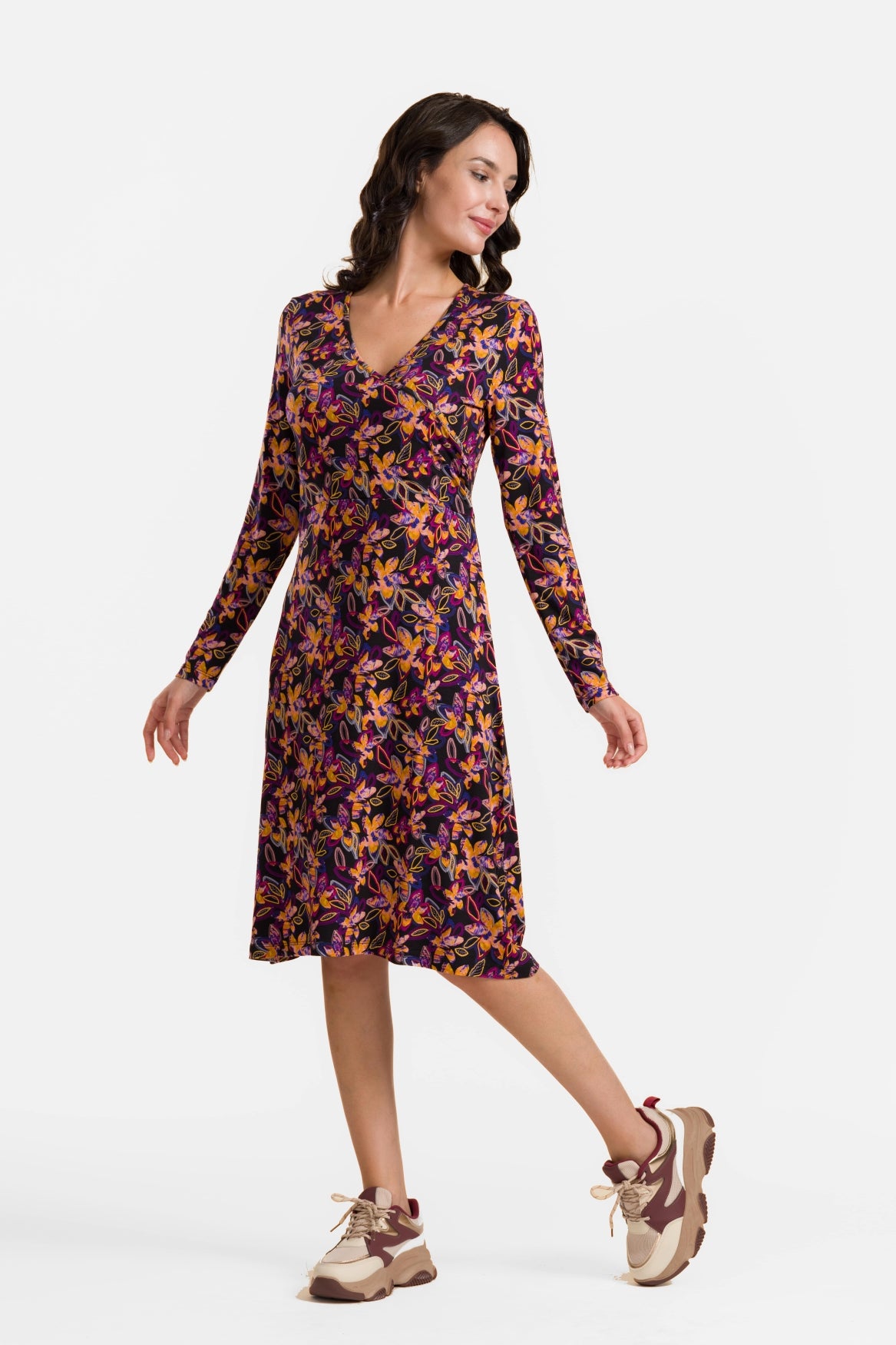 Chrissy Cross Kleid | Bright Autumn Flowers